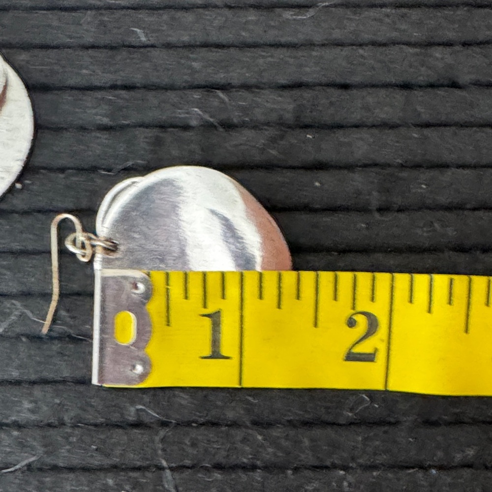 Hammered Silver Tone Disc Dangle Earrings - Picture 5 of 7